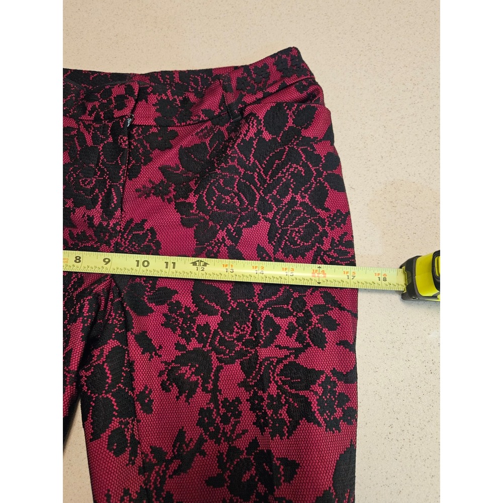 White House Black Market Pink Black Floral Lace Ankle Pants 00 Magenta Gothic - Picture 7 of 11
